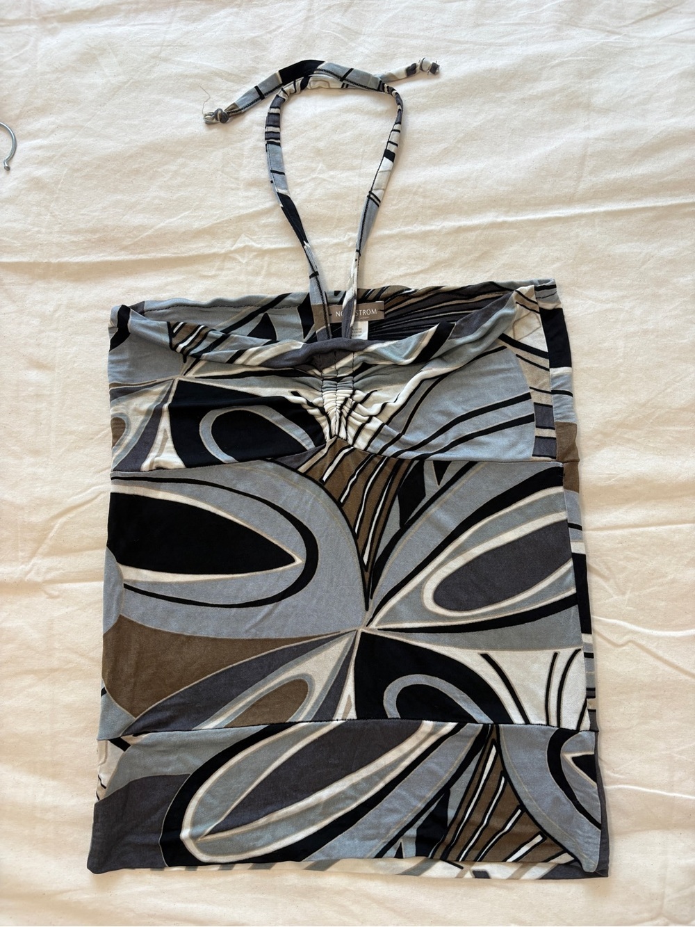 Nordstrom Abstract Print Halter Tube Top in Black, Gray and Brown
